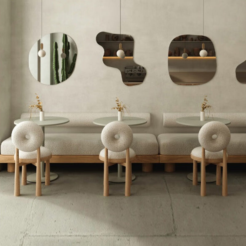 Silla de comedor sin brazo de madera sólida de comedor tapizado contemporáneo