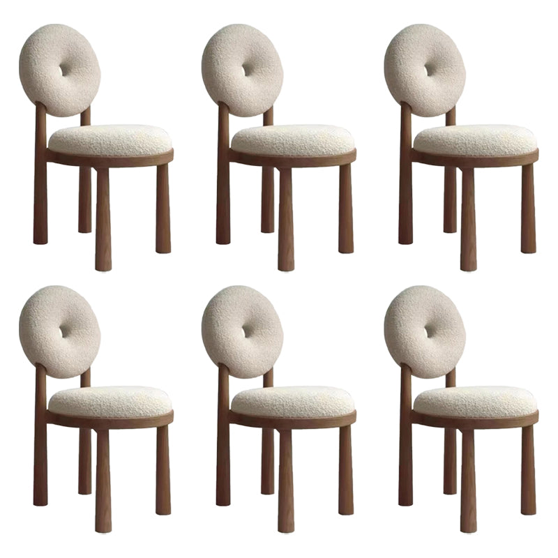 Silla de comedor sin brazo de madera sólida de comedor tapizado contemporáneo