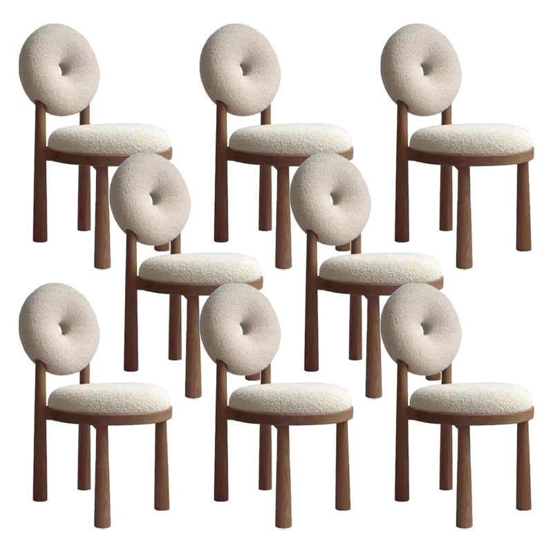 Silla de comedor sin brazo de madera sólida de comedor tapizado contemporáneo