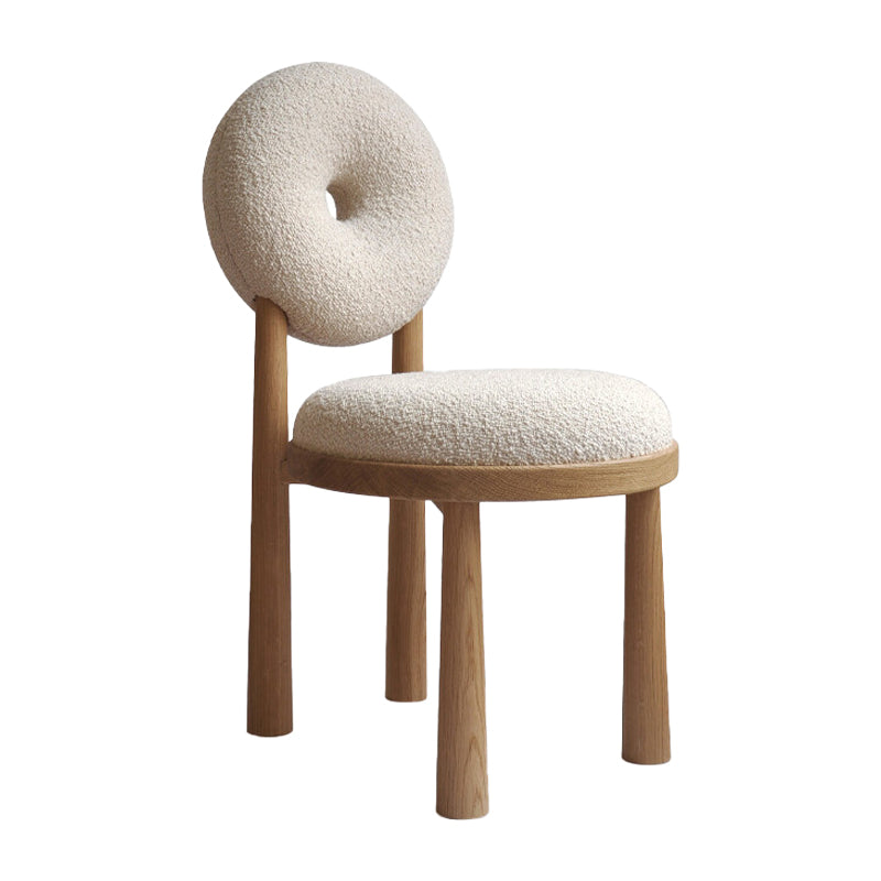Silla de comedor sin brazo de madera sólida de comedor tapizado contemporáneo