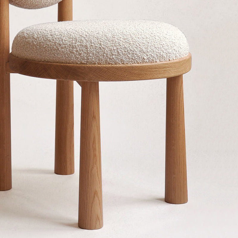 Silla de comedor sin brazo de madera sólida de comedor tapizado contemporáneo
