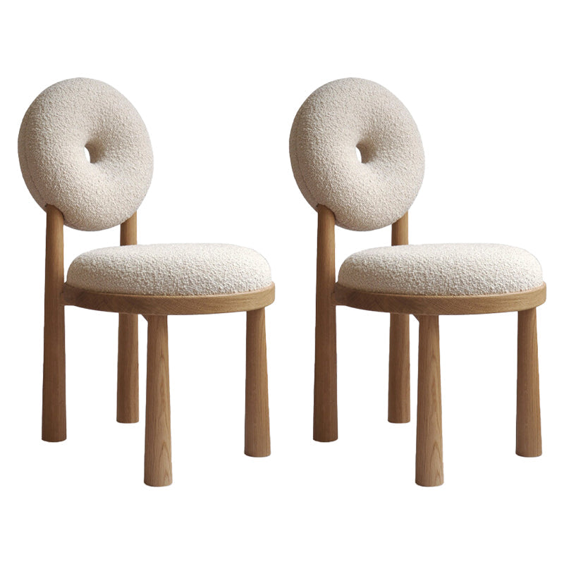 Silla de comedor sin brazo de madera sólida de comedor tapizado contemporáneo