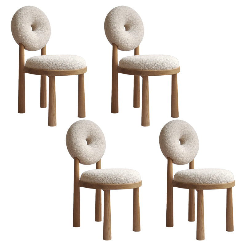 Silla de comedor sin brazo de madera sólida de comedor tapizado contemporáneo