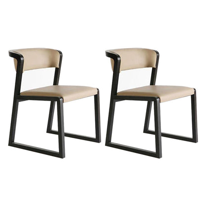 Black Legs Solid Wood and Faux Leather Dining Accent Chair for Home