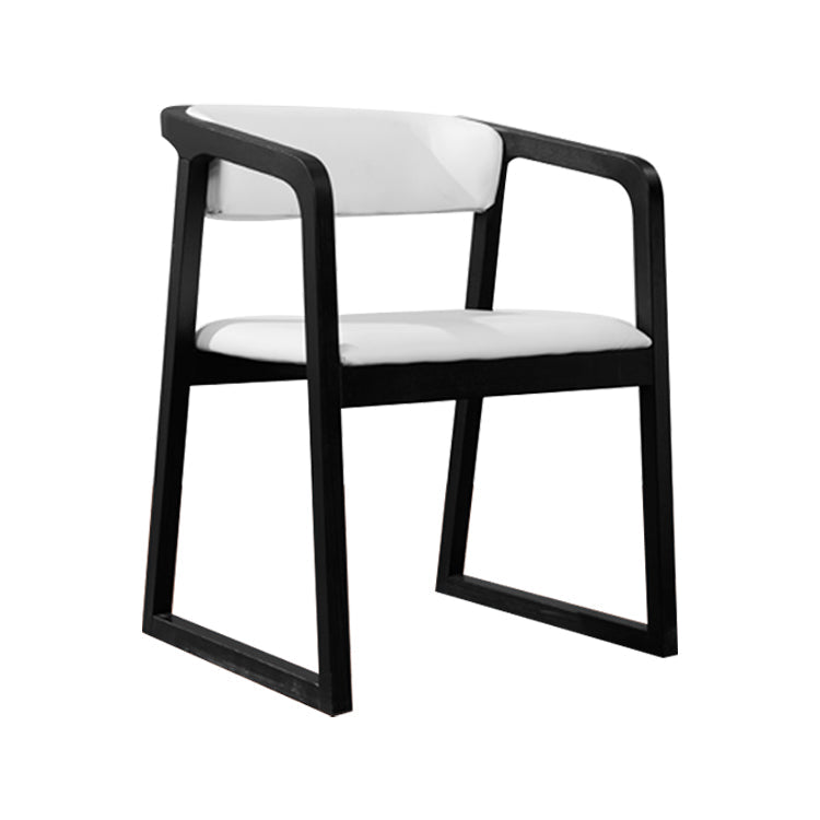 Black Legs Solid Wood and Faux Leather Dining Accent Chair for Home