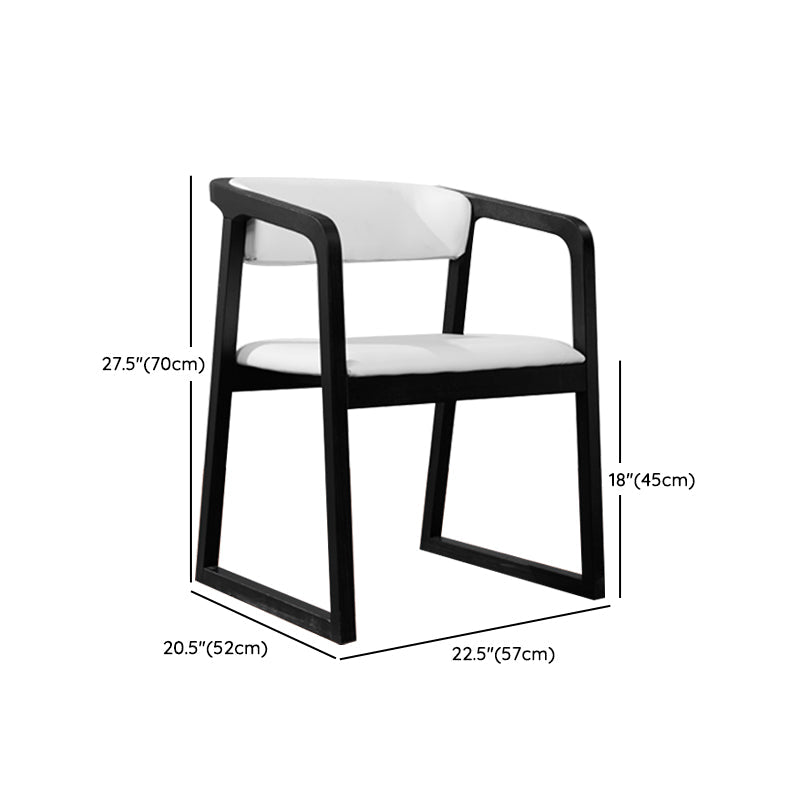 Black Legs Solid Wood and Faux Leather Dining Accent Chair for Home