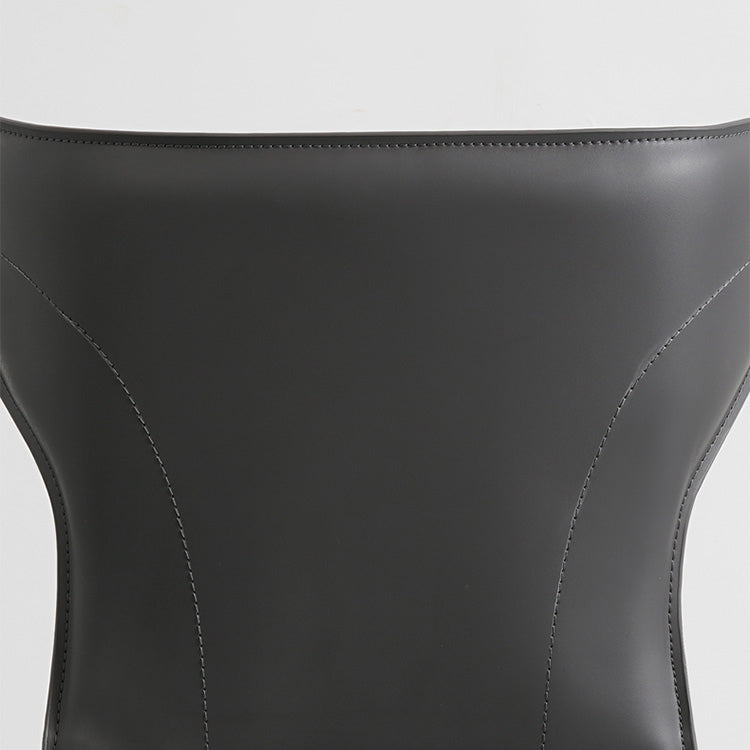 Silla de comedor de cuero y metal sin brazo de forma sintética contemporánea