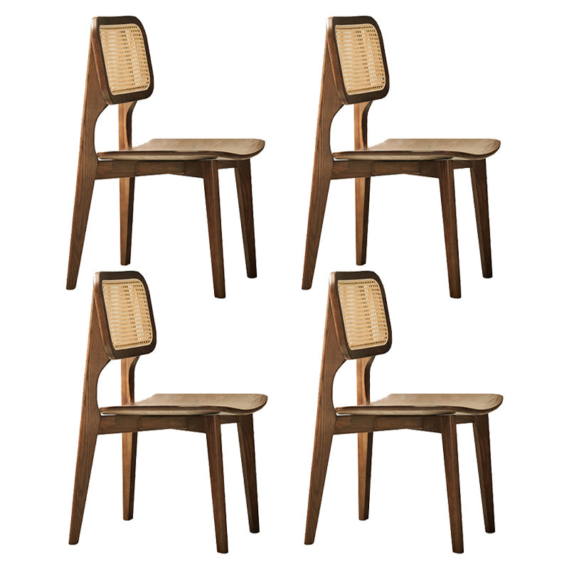 Silla de comedor contemporáneo de madera sólida en marrón