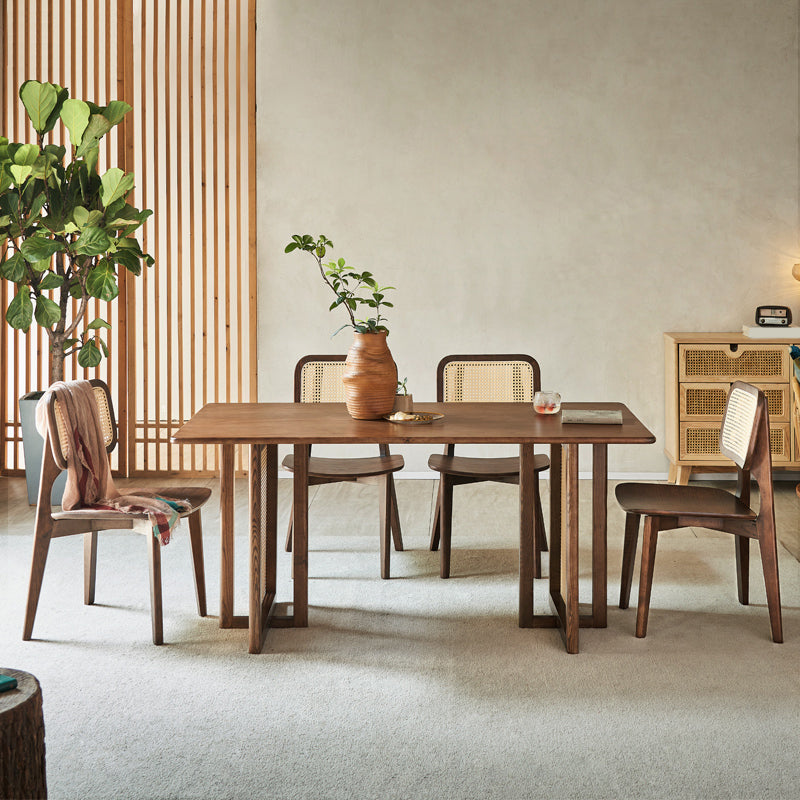 Silla de comedor contemporáneo de madera sólida en marrón