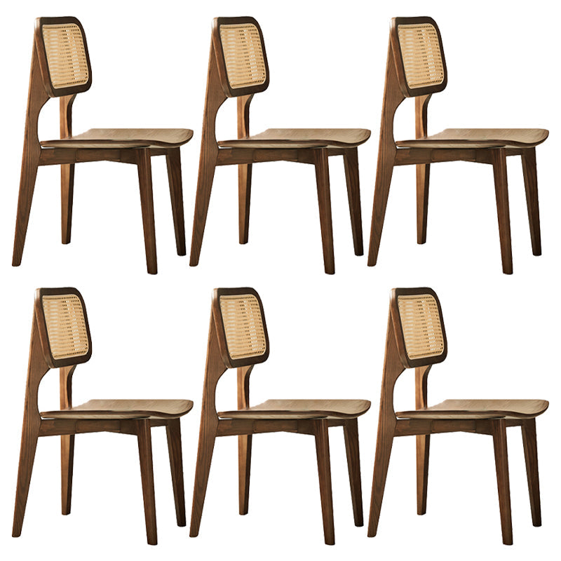 Silla de comedor contemporáneo de madera sólida en marrón