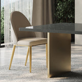 Silla lateral de comedor de cuero parsons de estilo glamorial para la sala de estar para la sala de estar