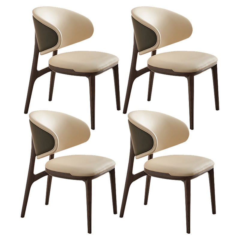 Open Back Solid Wood and Upholstered Contemporary Dining Chairs 4 Piece Set Clearhalo 'Dining Chairs' 'Dining Tables & Seating' 'dining_chair' 'furn' 'furn_dining_chair' 'Furniture' 'Kitchen & Dining Furniture' 7763475