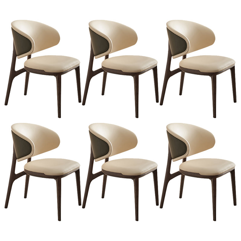 Open Back Solid Wood and Upholstered Contemporary Dining Chairs 6 Piece Set Clearhalo 'Dining Chairs' 'Dining Tables & Seating' 'dining_chair' 'furn' 'furn_dining_chair' 'Furniture' 'Kitchen & Dining Furniture' 7763477