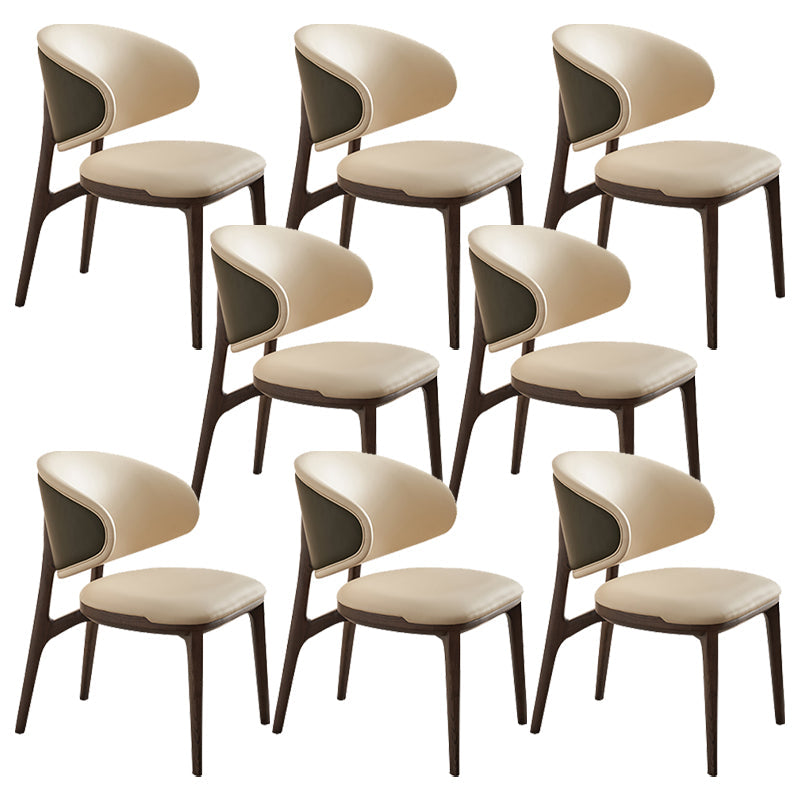Open Back Solid Wood and Upholstered Contemporary Dining Chairs 8 Piece Set Clearhalo 'Dining Chairs' 'Dining Tables & Seating' 'dining_chair' 'furn' 'furn_dining_chair' 'Furniture' 'Kitchen & Dining Furniture' 7763479