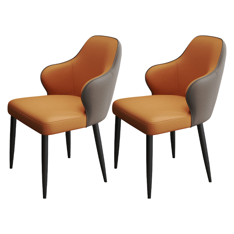 Contemporary Style Parsons Upholstered Dining Arm Chair for Home Orange 2 Piece Set Clearhalo 'Dining Chairs' 'Dining Tables & Seating' 'dining_chair' 'furn' 'furn_dining_chair' 'Furniture' 'Kitchen & Dining Furniture' 7763489
