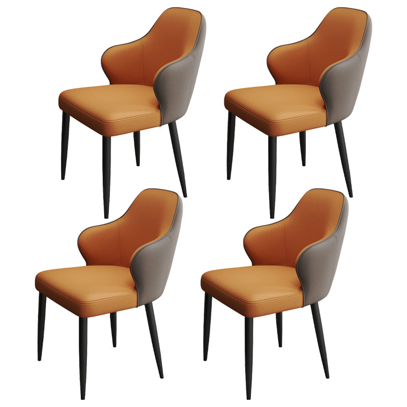 Contemporary Style Parsons Upholstered Dining Arm Chair for Home Orange 4 Piece Set Clearhalo 'Dining Chairs' 'Dining Tables & Seating' 'dining_chair' 'furn' 'furn_dining_chair' 'Furniture' 'Kitchen & Dining Furniture' 7763491