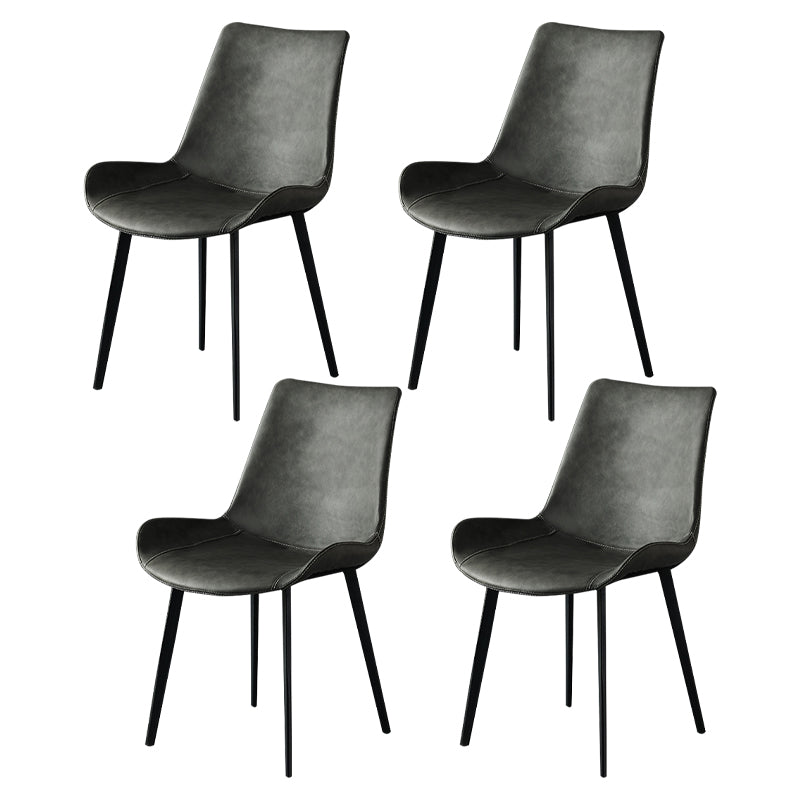 Sillas de comedor modernas de metal y cuero sintética para la cocina