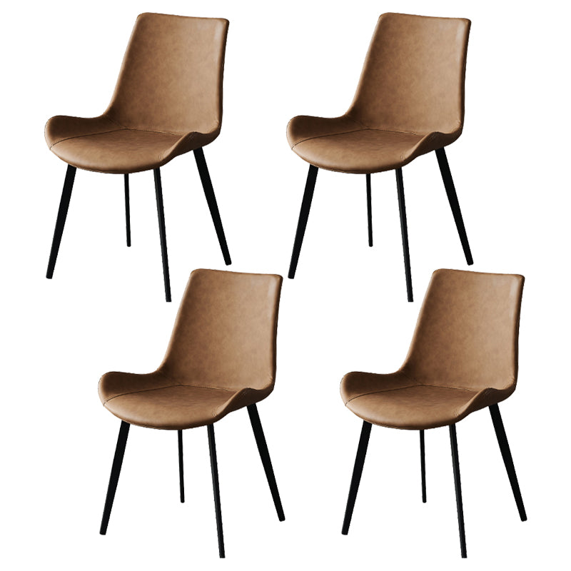 Sillas de comedor modernas de metal y cuero sintética para la cocina