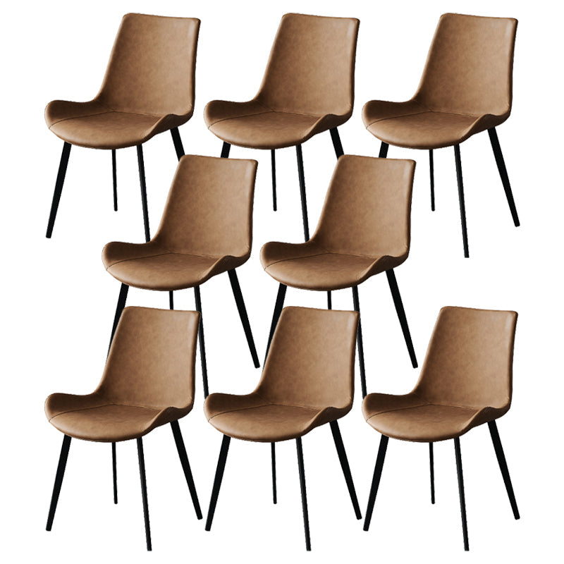 Sillas de comedor modernas de metal y cuero sintética para la cocina