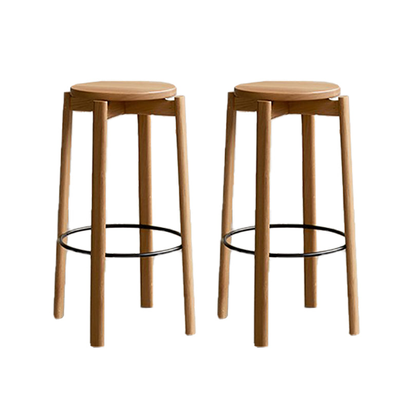 Tabouret de bar sans dos contemporain de 29,5 pouces avec base en bois massif