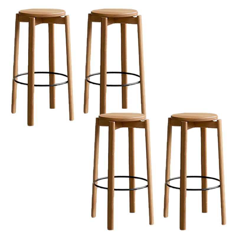 Tabouret de bar sans dos contemporain de 29,5 pouces avec base en bois massif