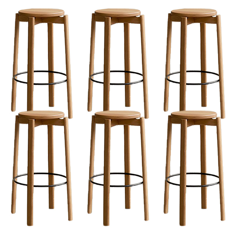 Tabouret de bar sans dos contemporain de 29,5 pouces avec base en bois massif