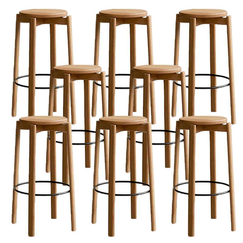 Tabouret de bar sans dos contemporain de 29,5 pouces avec base en bois massif