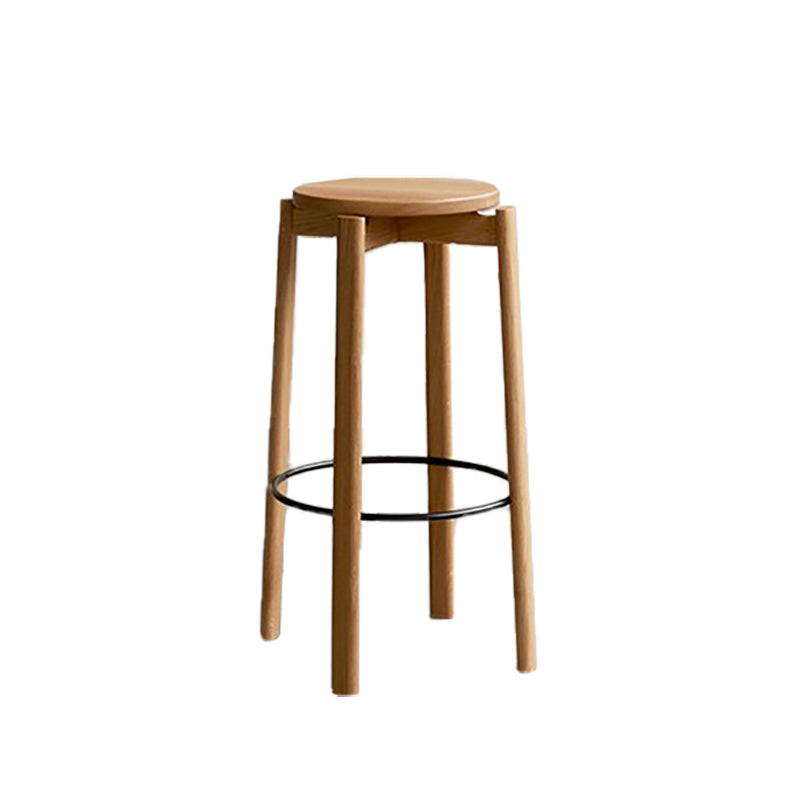 Tabouret de bar sans dos contemporain de 29,5 pouces avec base en bois massif