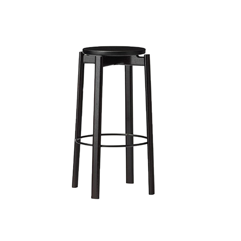 Tabouret de bar sans dos contemporain de 29,5 pouces avec base en bois massif