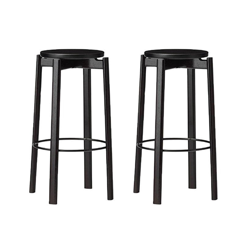 Tabouret de bar sans dos contemporain de 29,5 pouces avec base en bois massif
