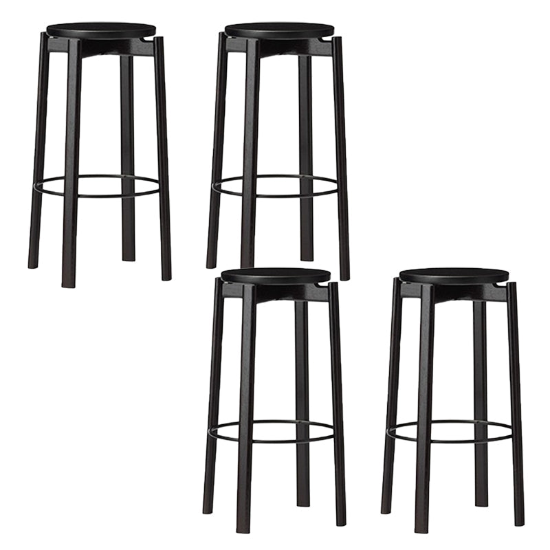 Tabouret de bar sans dos contemporain de 29,5 pouces avec base en bois massif