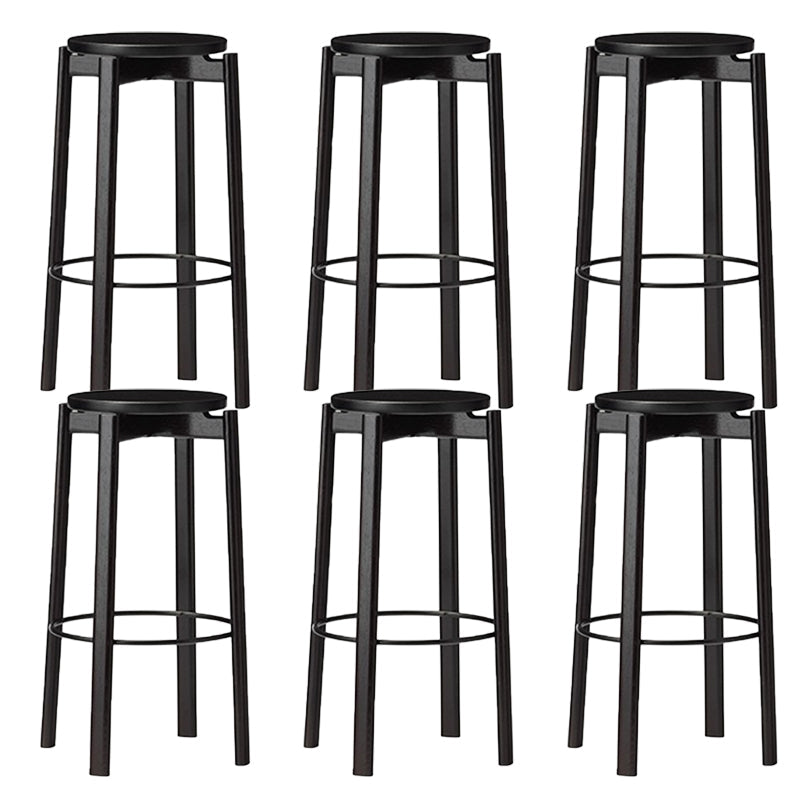 Tabouret de bar sans dos contemporain de 29,5 pouces avec base en bois massif
