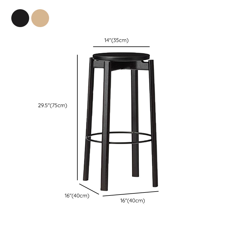 Tabouret de bar sans dos contemporain de 29,5 pouces avec base en bois massif
