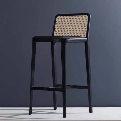 Tabouret de bar rembourré sans bras contemporain avec base en bois massif