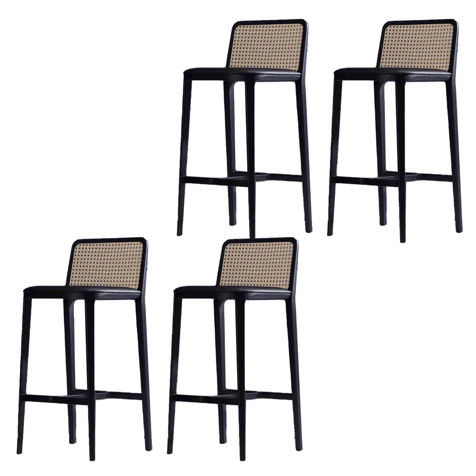 Tabouret de bar rembourré sans bras contemporain avec base en bois massif