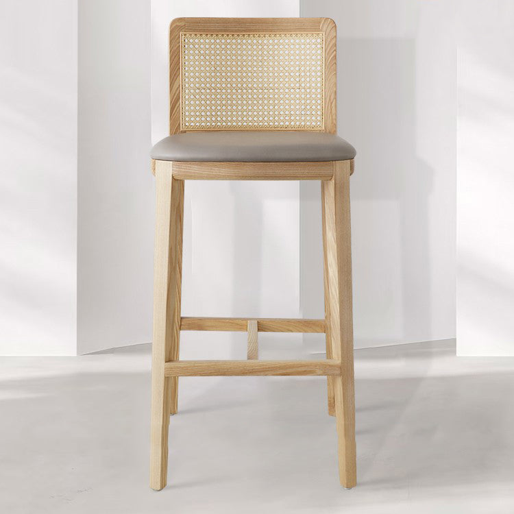 Tabouret de bar rembourré sans bras contemporain avec base en bois massif