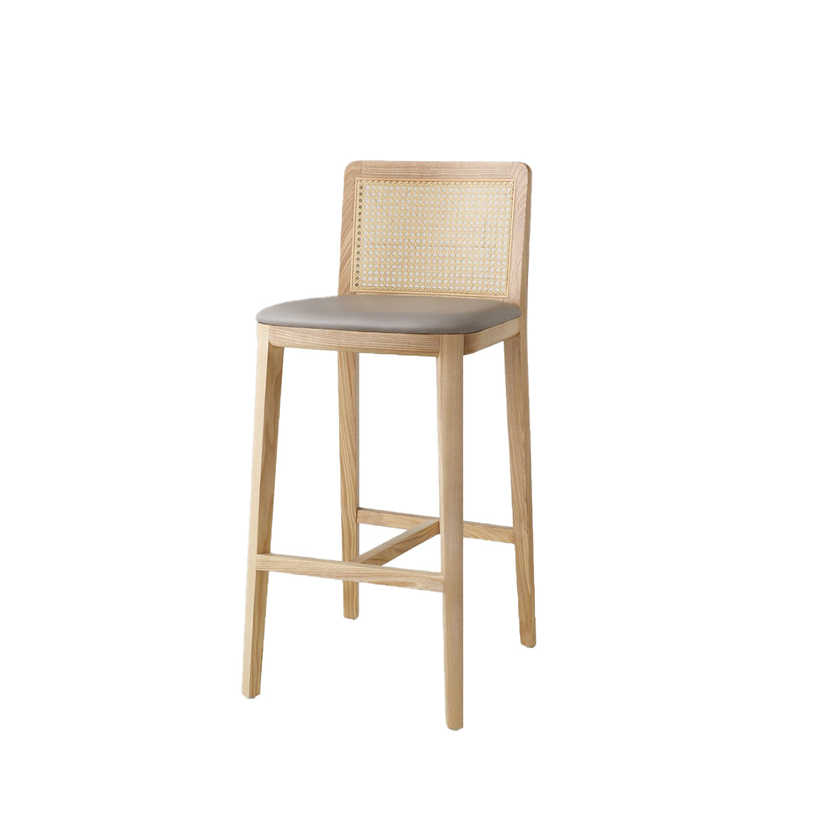 Tabouret de bar rembourré sans bras contemporain avec base en bois massif
