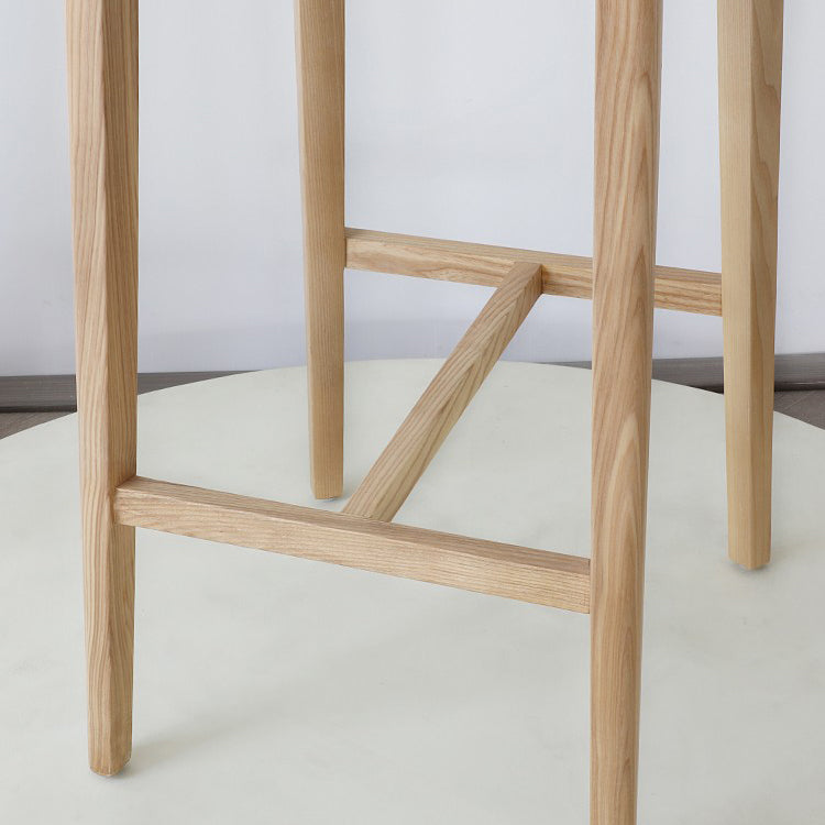 Tabouret de bar rembourré sans bras contemporain avec base en bois massif
