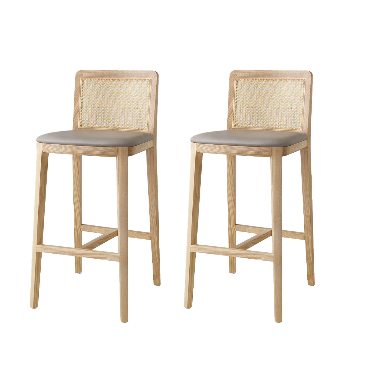 Tabouret de bar rembourré sans bras contemporain avec base en bois massif