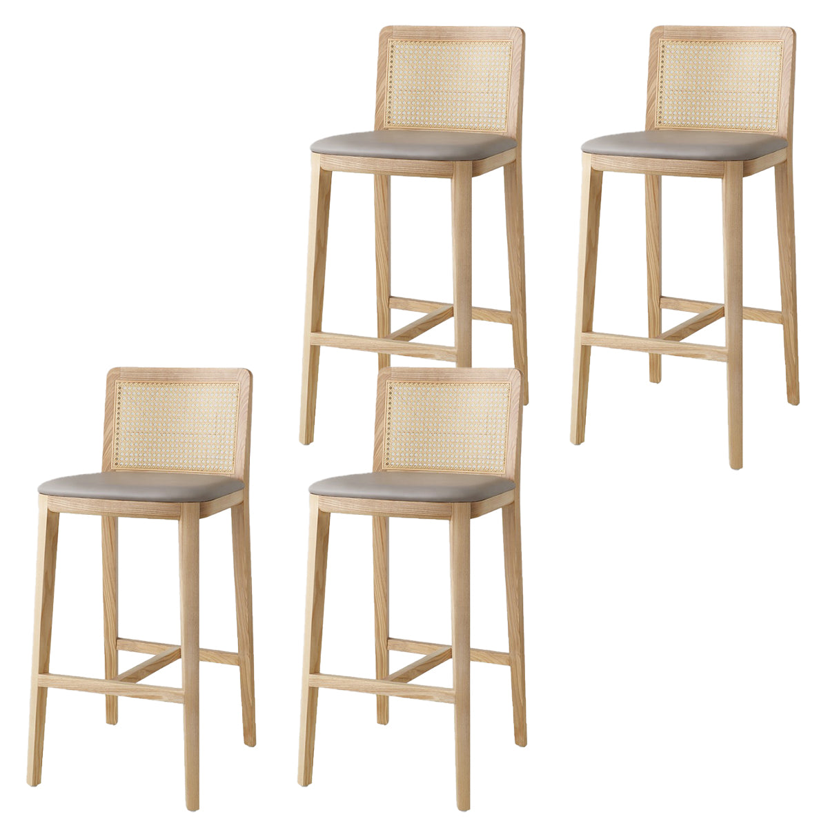 Tabouret de bar rembourré sans bras contemporain avec base en bois massif