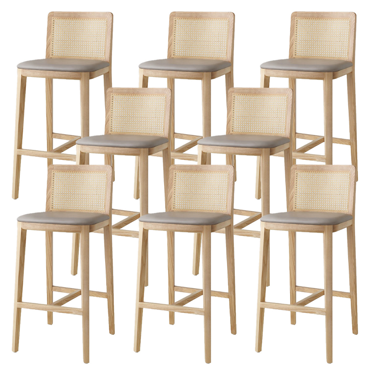 Tabouret de bar rembourré sans bras contemporain avec base en bois massif