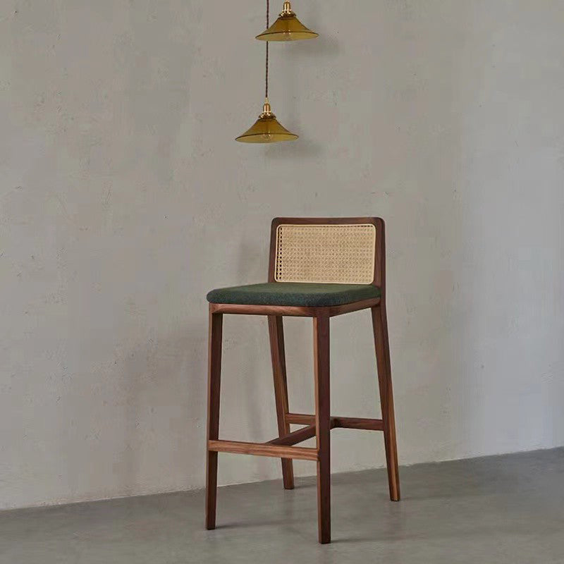 Tabouret de bar rembourré sans bras contemporain avec base en bois massif