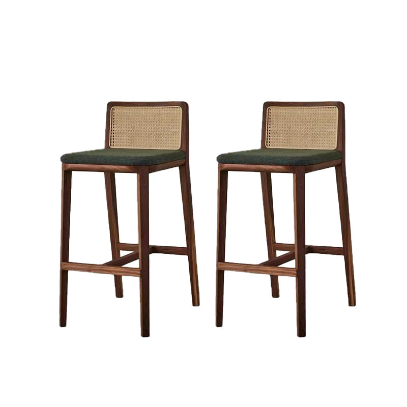 Tabouret de bar rembourré sans bras contemporain avec base en bois massif