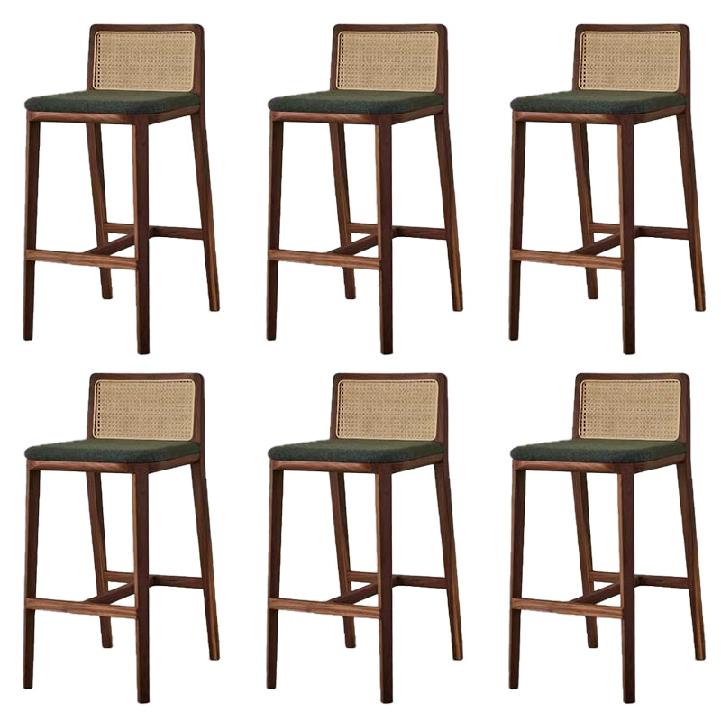 Tabouret de bar rembourré sans bras contemporain avec base en bois massif