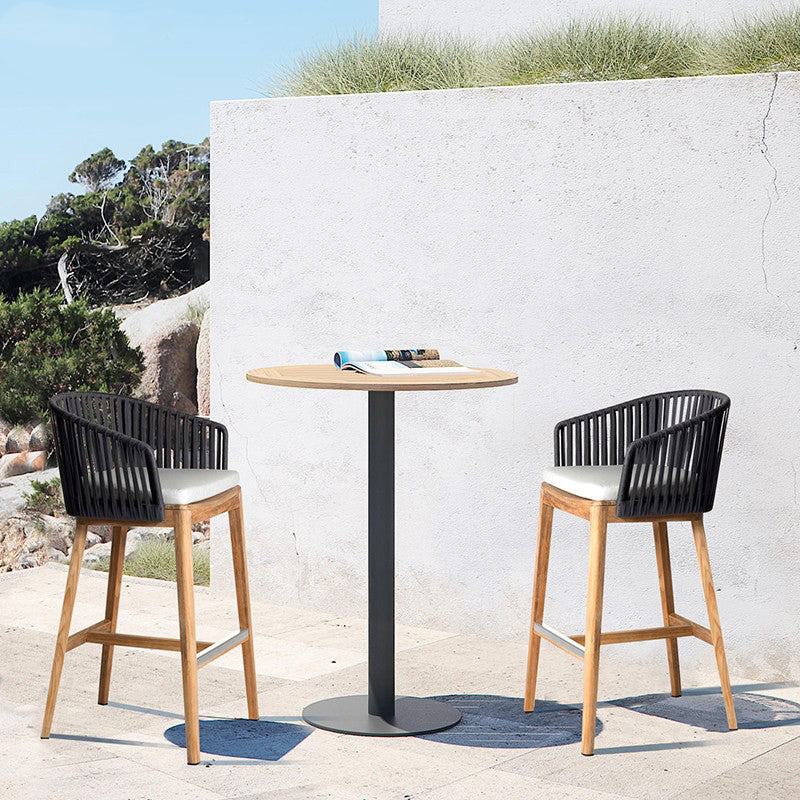 Sgabello da bar imbottito secchio contemporaneo con base in legno massiccio