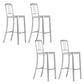 Contemporary Metal Backrest Counter High Stool in Silver for Home Use 4 Piece Set Clearhalo 'Bar Furniture' 'Bar Stools' 'bar_stools' 'furn' 'furn_bar_stools' 'Furniture' 'Kitchen & Dining Furniture' 7763609
