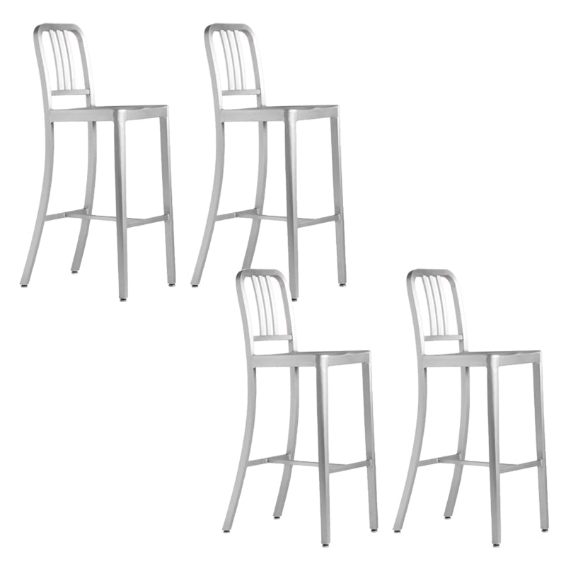Contemporary Metal Backrest Counter High Stool in Silver for Home Use 4 Piece Set Clearhalo 'Bar Furniture' 'Bar Stools' 'bar_stools' 'furn' 'furn_bar_stools' 'Furniture' 'Kitchen & Dining Furniture' 7763609
