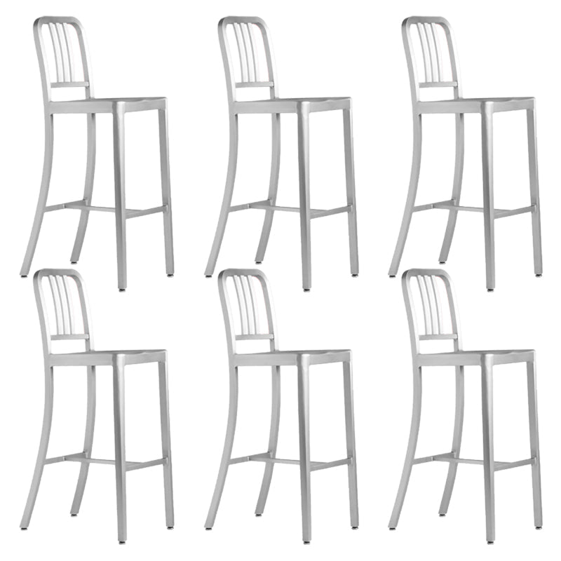 Contemporary Metal Backrest Counter High Stool in Silver for Home Use 6 Piece Set Clearhalo 'Bar Furniture' 'Bar Stools' 'bar_stools' 'furn' 'furn_bar_stools' 'Furniture' 'Kitchen & Dining Furniture' 7763611
