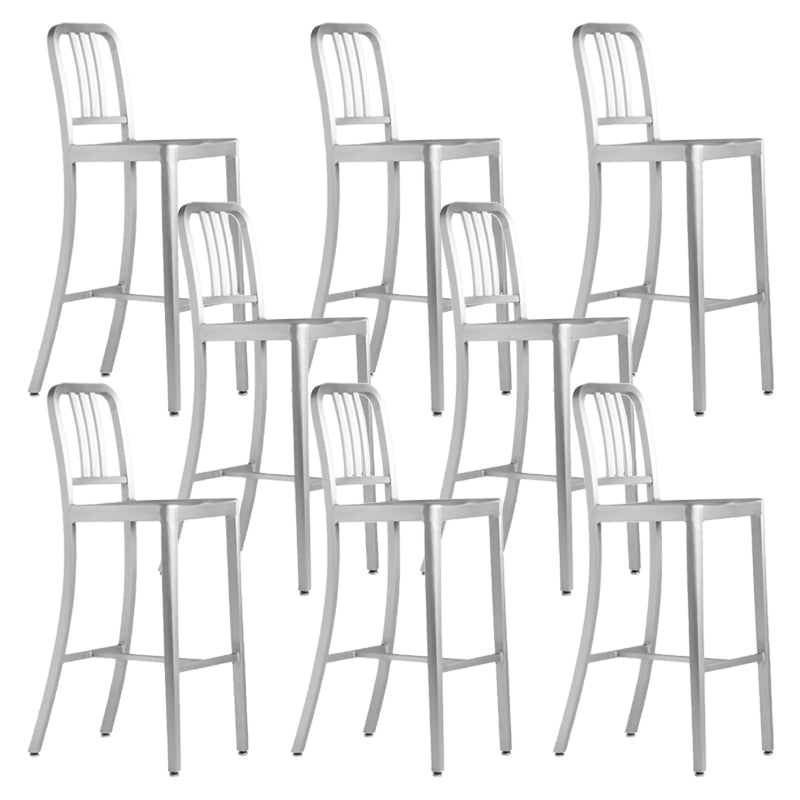 Contemporary Metal Backrest Counter High Stool in Silver for Home Use 8 Piece Set Clearhalo 'Bar Furniture' 'Bar Stools' 'bar_stools' 'furn' 'furn_bar_stools' 'Furniture' 'Kitchen & Dining Furniture' 7763613
