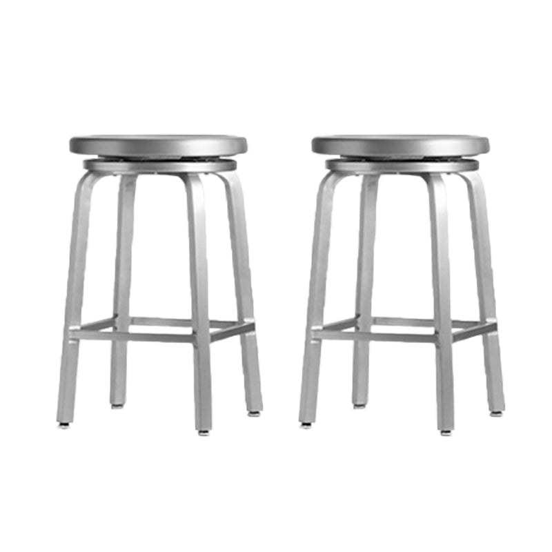 Contemporary Metal Backless Counter Stool in Silver for Home Use